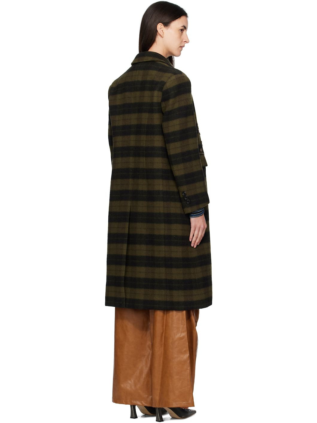 Khaki Lacie Check Buttons Coat - 3
