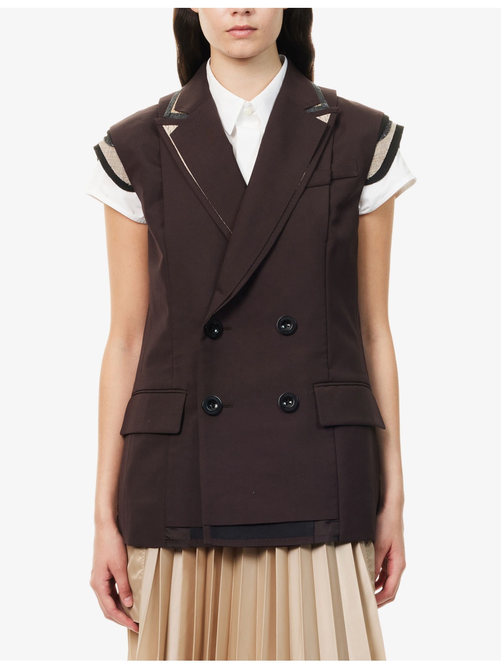 Double-Breasted Relaxed-Fit Woven Vest - 3
