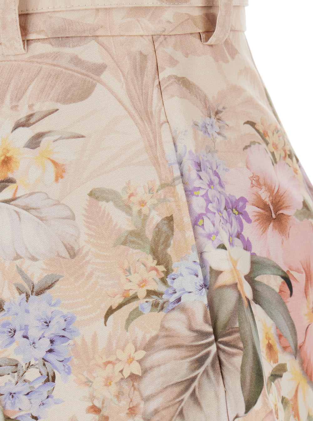 Zimmermann Women 'Illuminate' Beige Shorts With Adlustable Belt And All-Over Floral Print In Silk An - 3