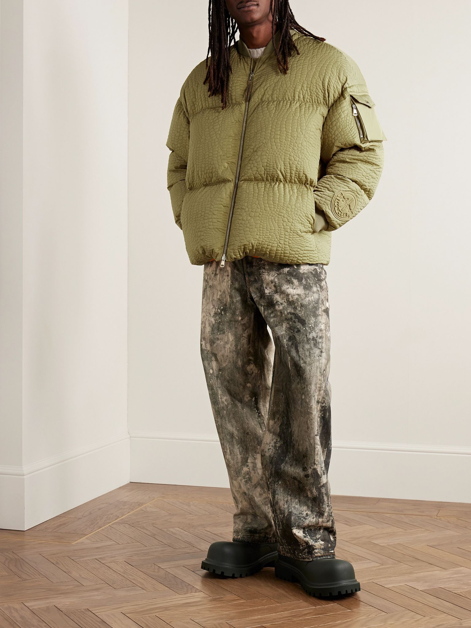 + Roc Nation by Jay-Z Centaurus Croc-Effect Quilted Shell Down Jacket Green - 2