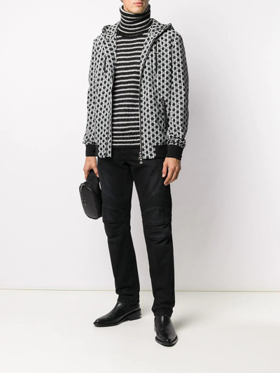 Balmain monogram-print hooded jacket outlook