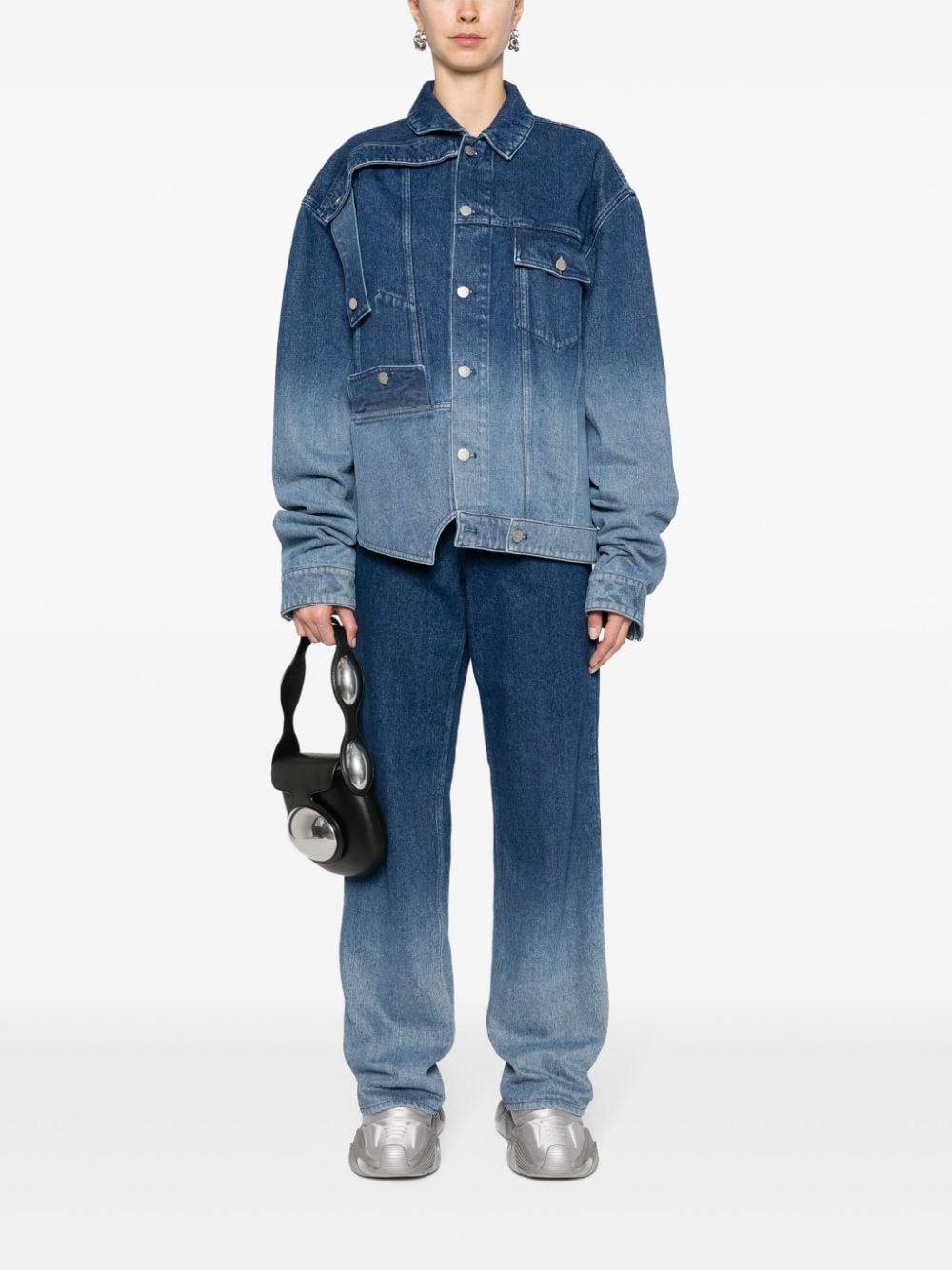 asymmetric deconstructed denim jacket - 2