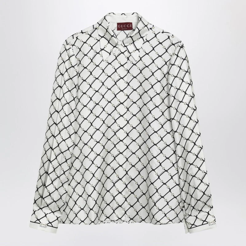 Gucci White Printed Silk Twill Shirt Women - 1