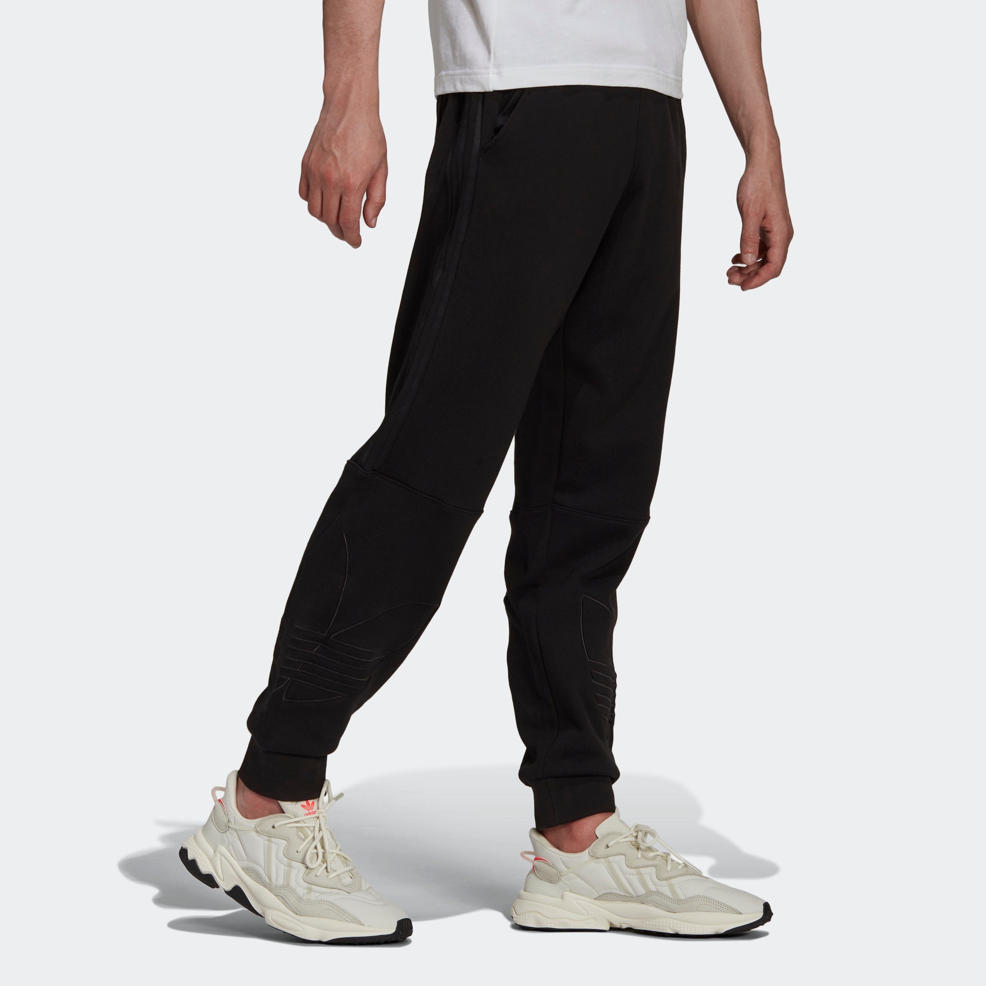 Men's adidas originals Tricolor Sweatp Large Pattern Sports Pants/Trousers/Joggers Black H13452 - 4