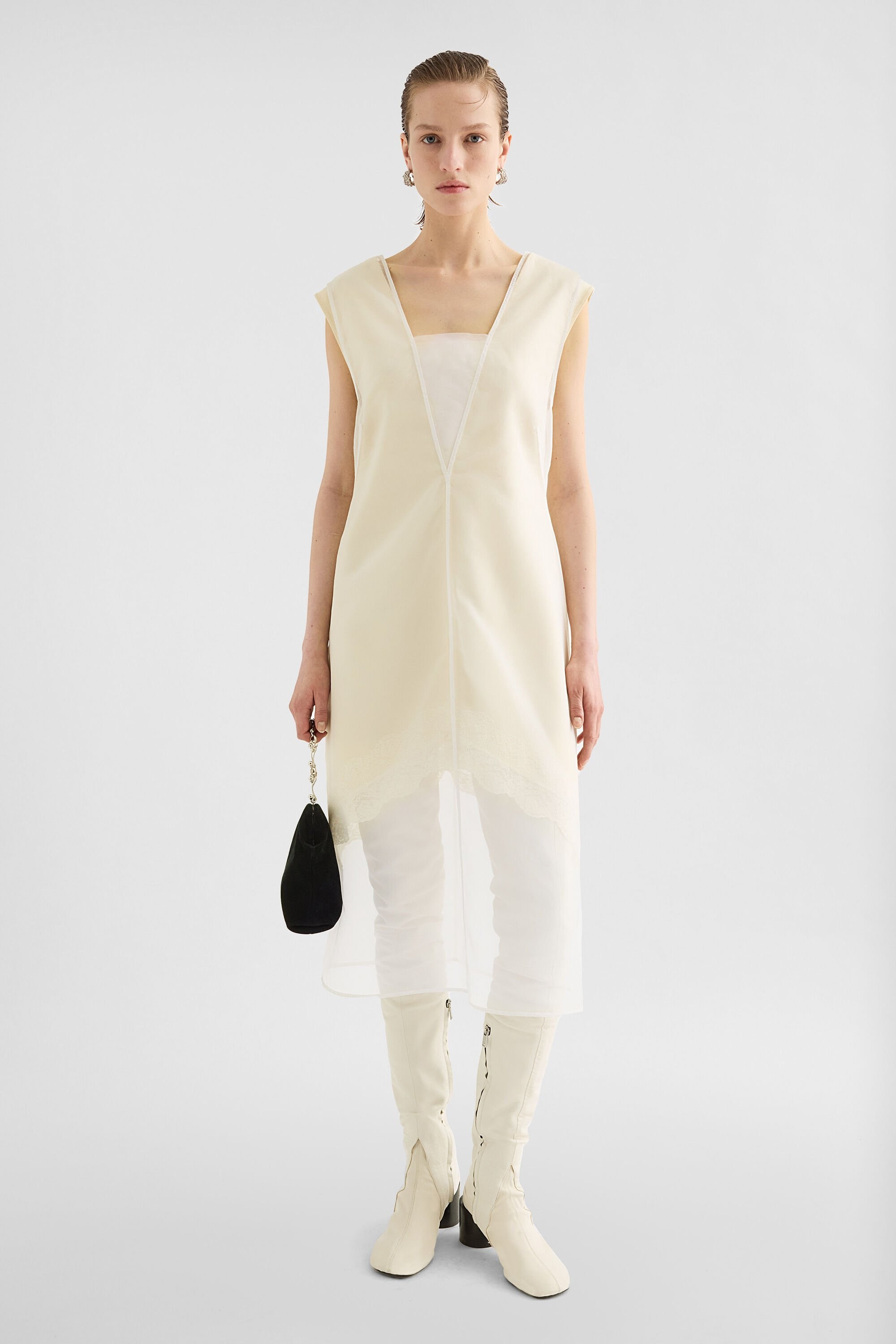 Organza V-Neck Dress - 6