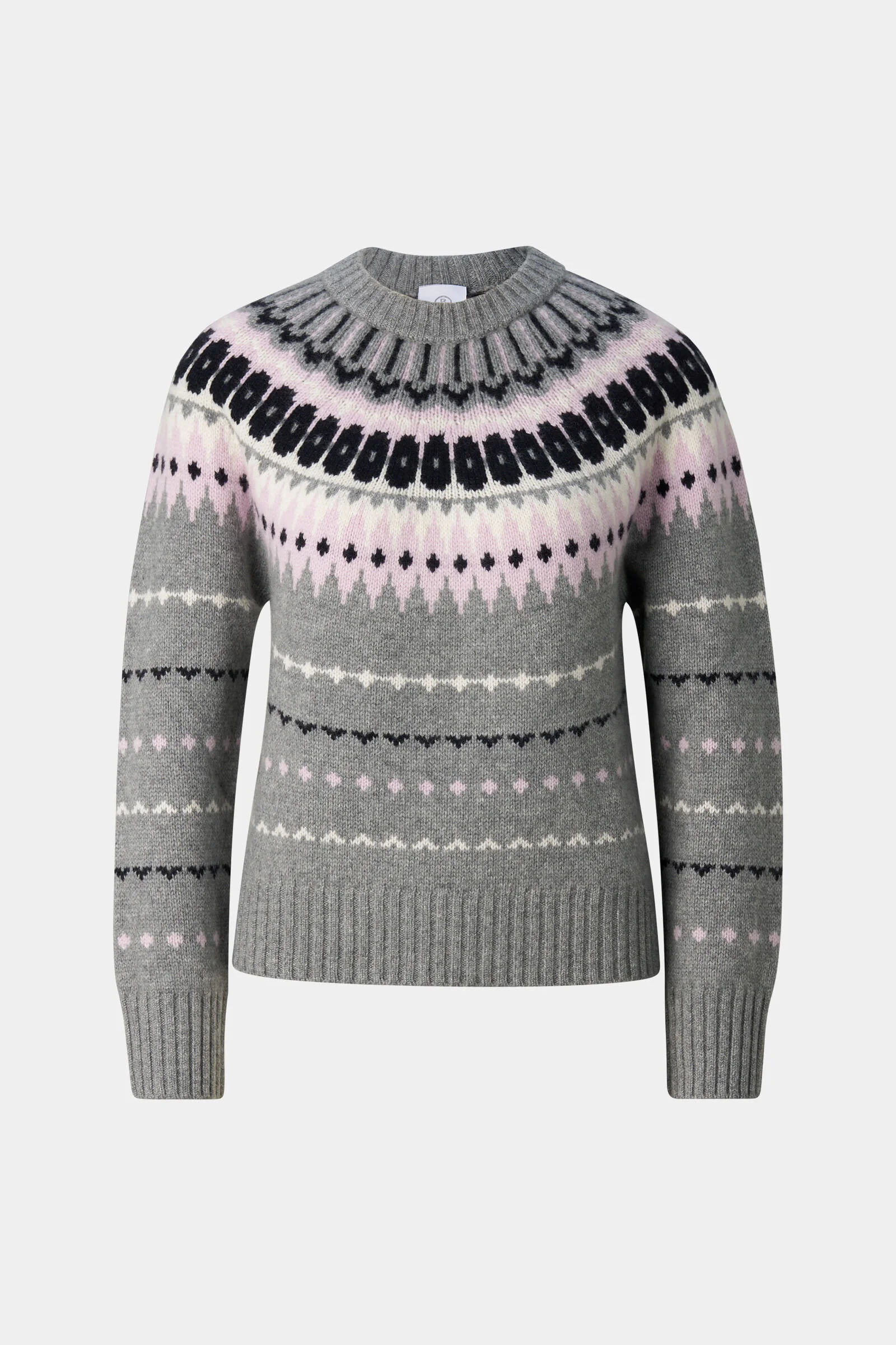 Ina Cashmere Norwegian Pullover in Gray/Pink - 1
