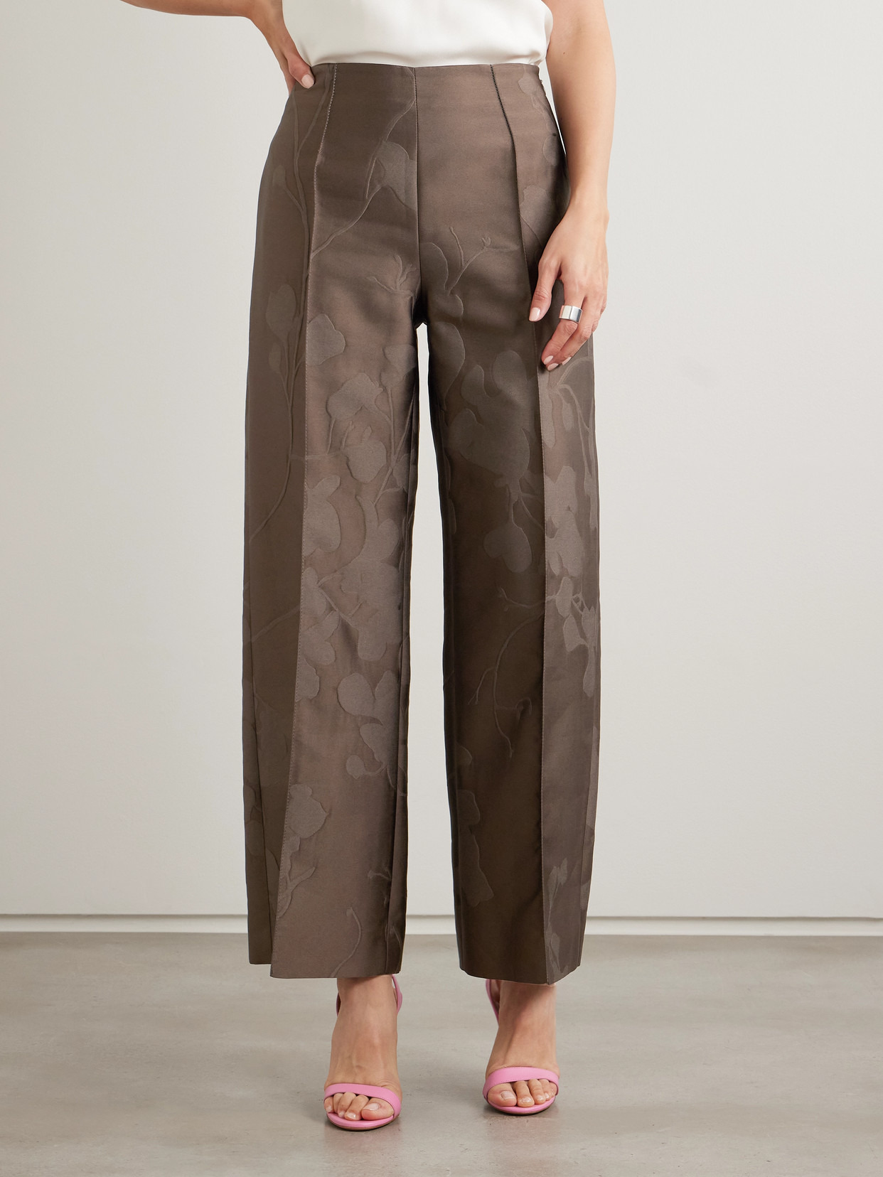 Daffy Cropped Cloqué Wide-leg Pants - 4