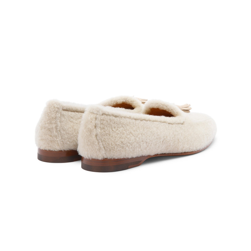 Women's beige fur Andrea tassel loafer 4