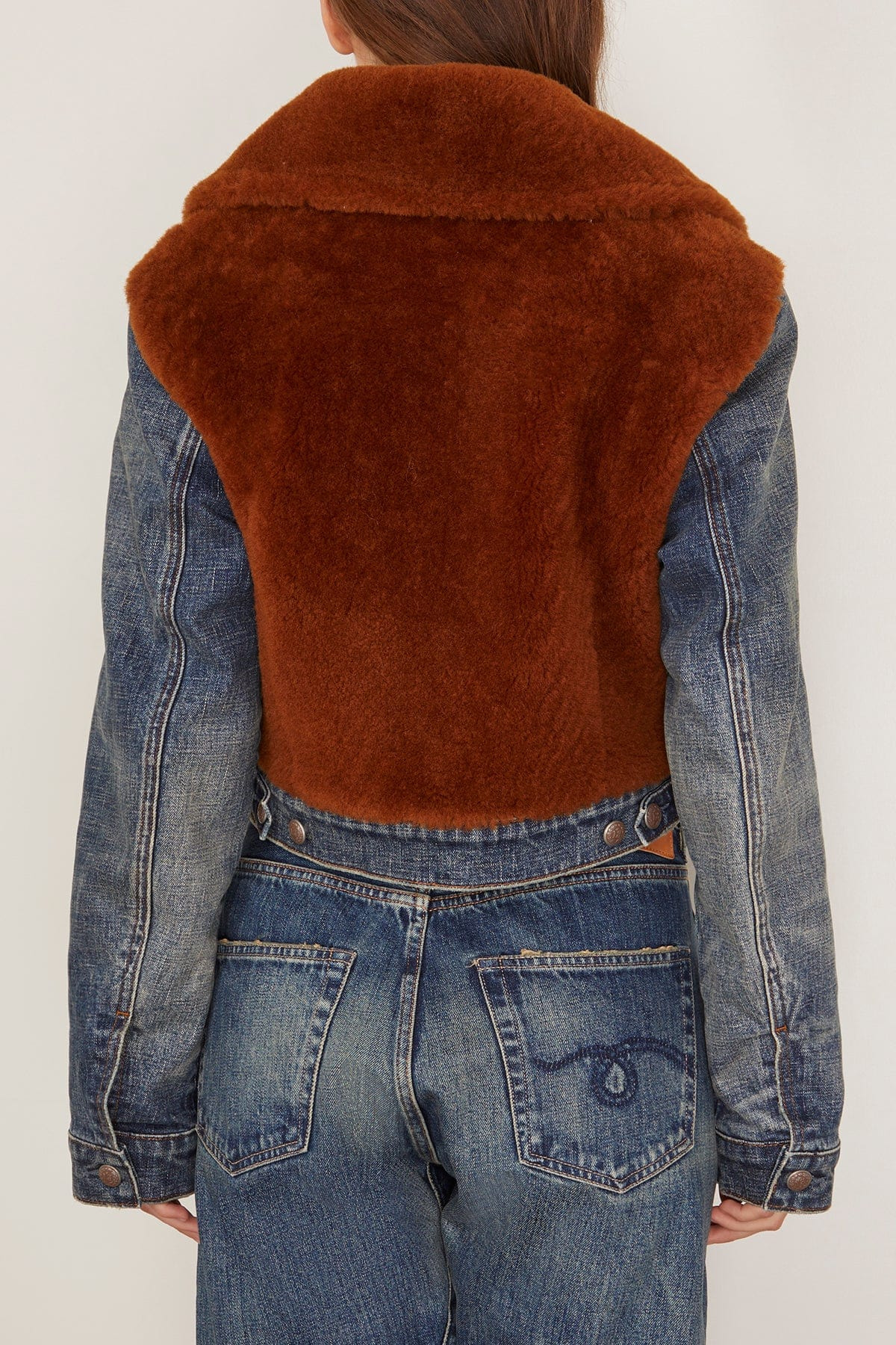Denim Fur Jacket in Melvin Blue Stretch - 4