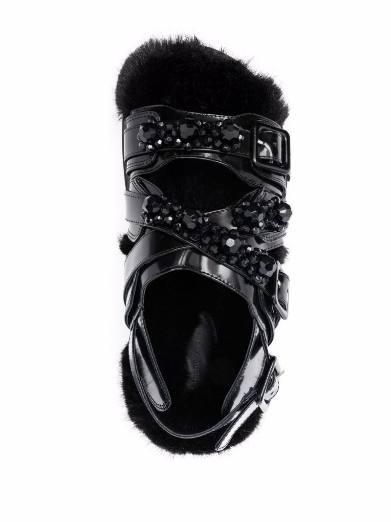 multi-strap faux-fur sandals - 4