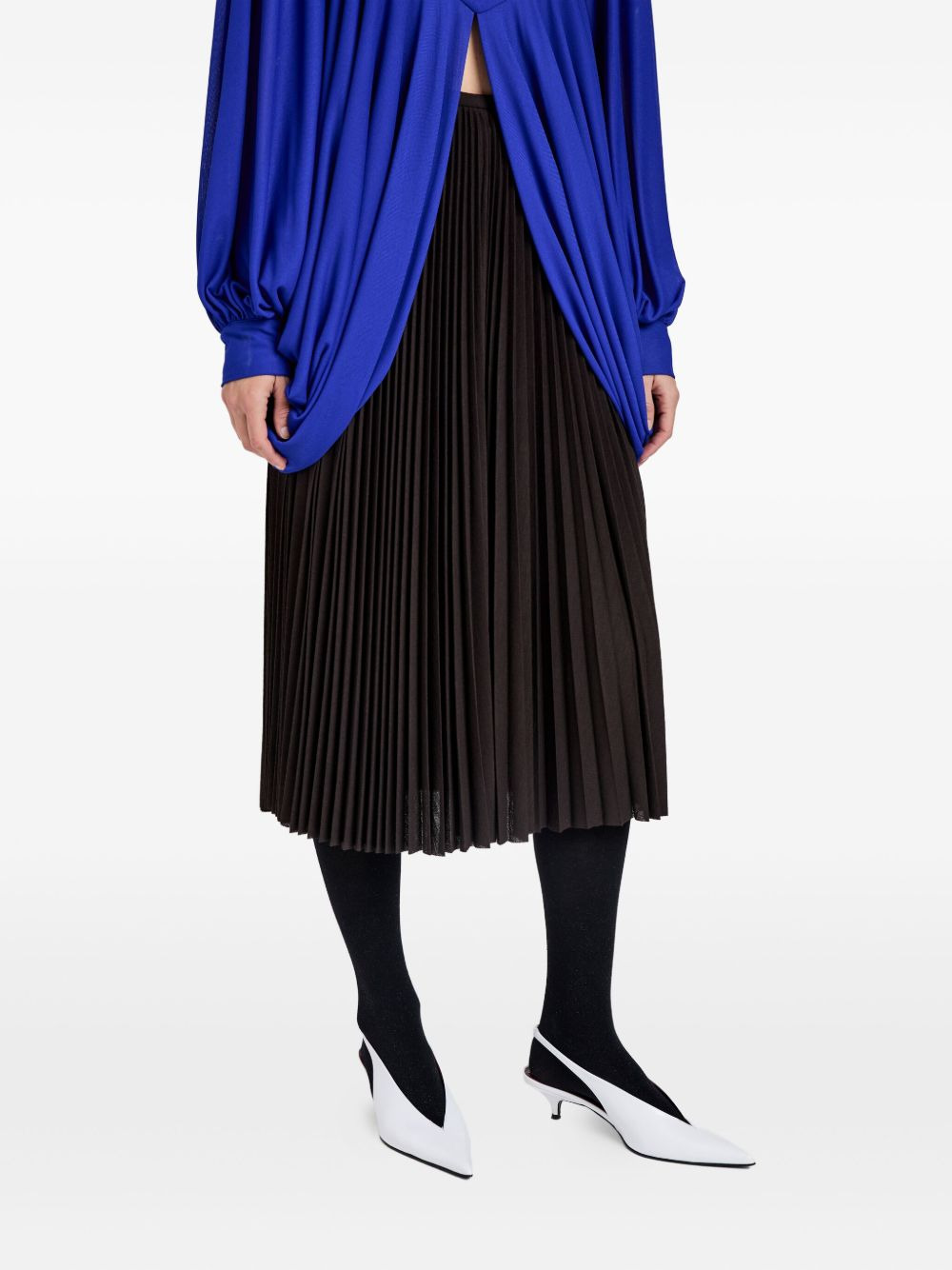 straight-waistband midi pleated skirt - 5