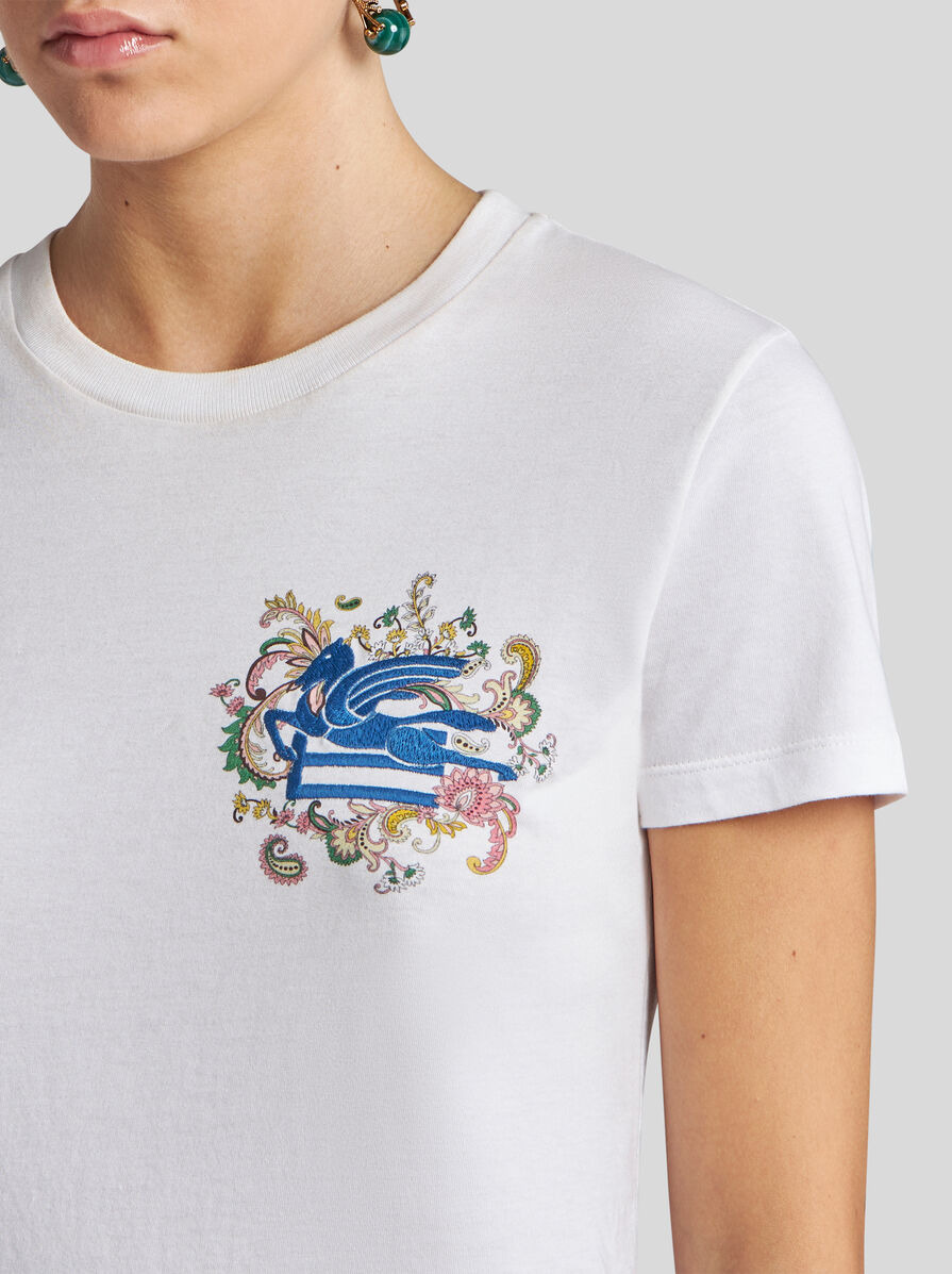 T-SHIRT WITH EMBROIDERED PEGASO AND MONOGRAM - 3