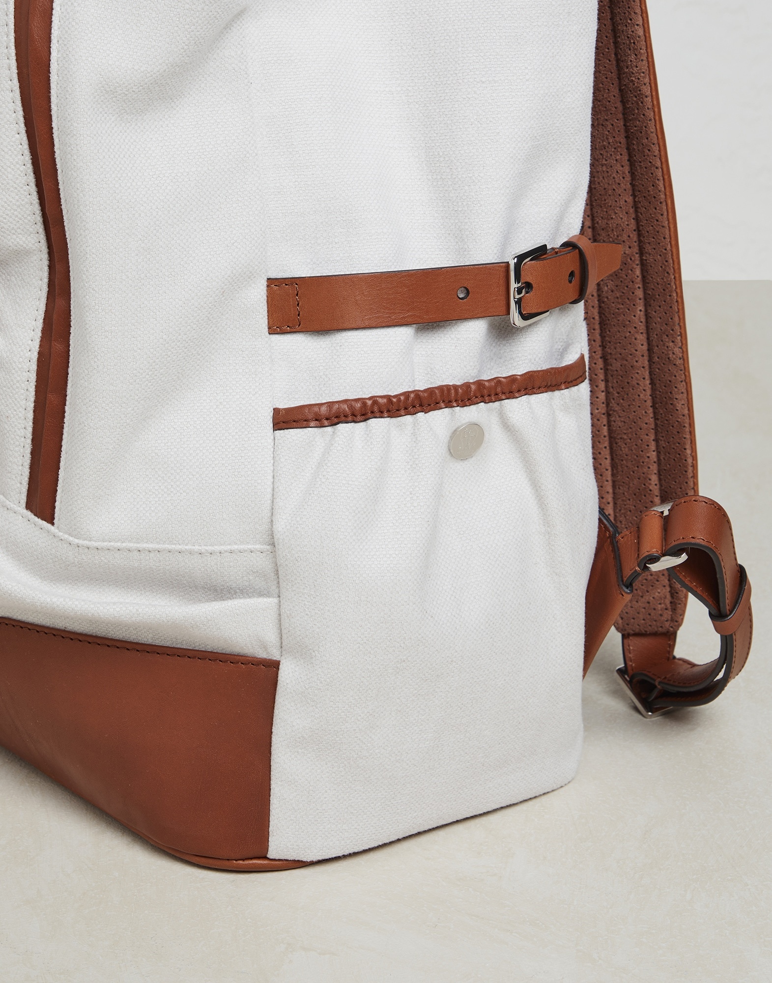 Canvas and vintage calfskin street backpack - 3