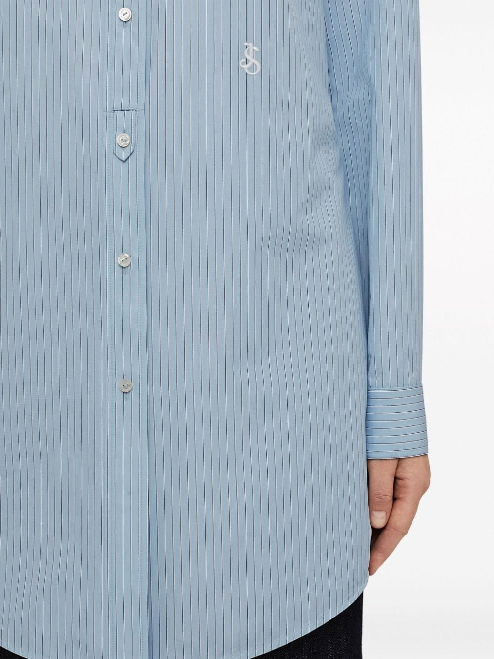 striped logo-patch cotton shirt - 4