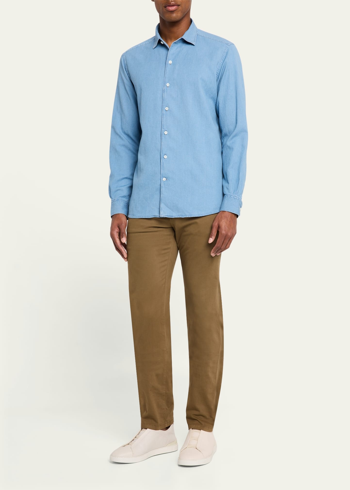 Men's Cotton and Linen Denim Casual Button-Down Shirt - 2