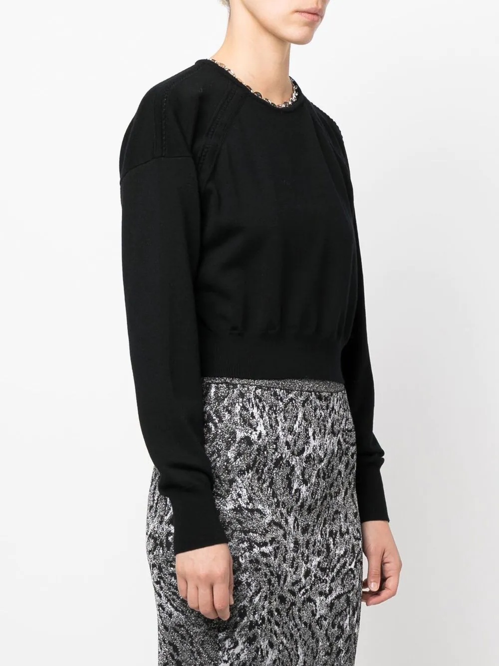 chain-link neckline sweater - 3