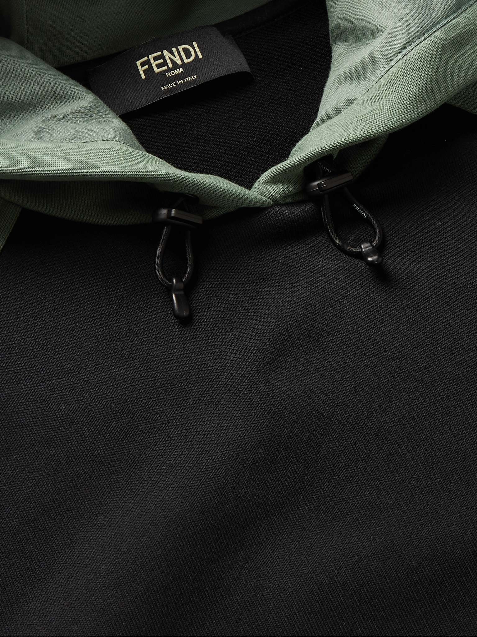 Two-Tone Logo-Jacquard Loopback Jersey Hoodie - 5