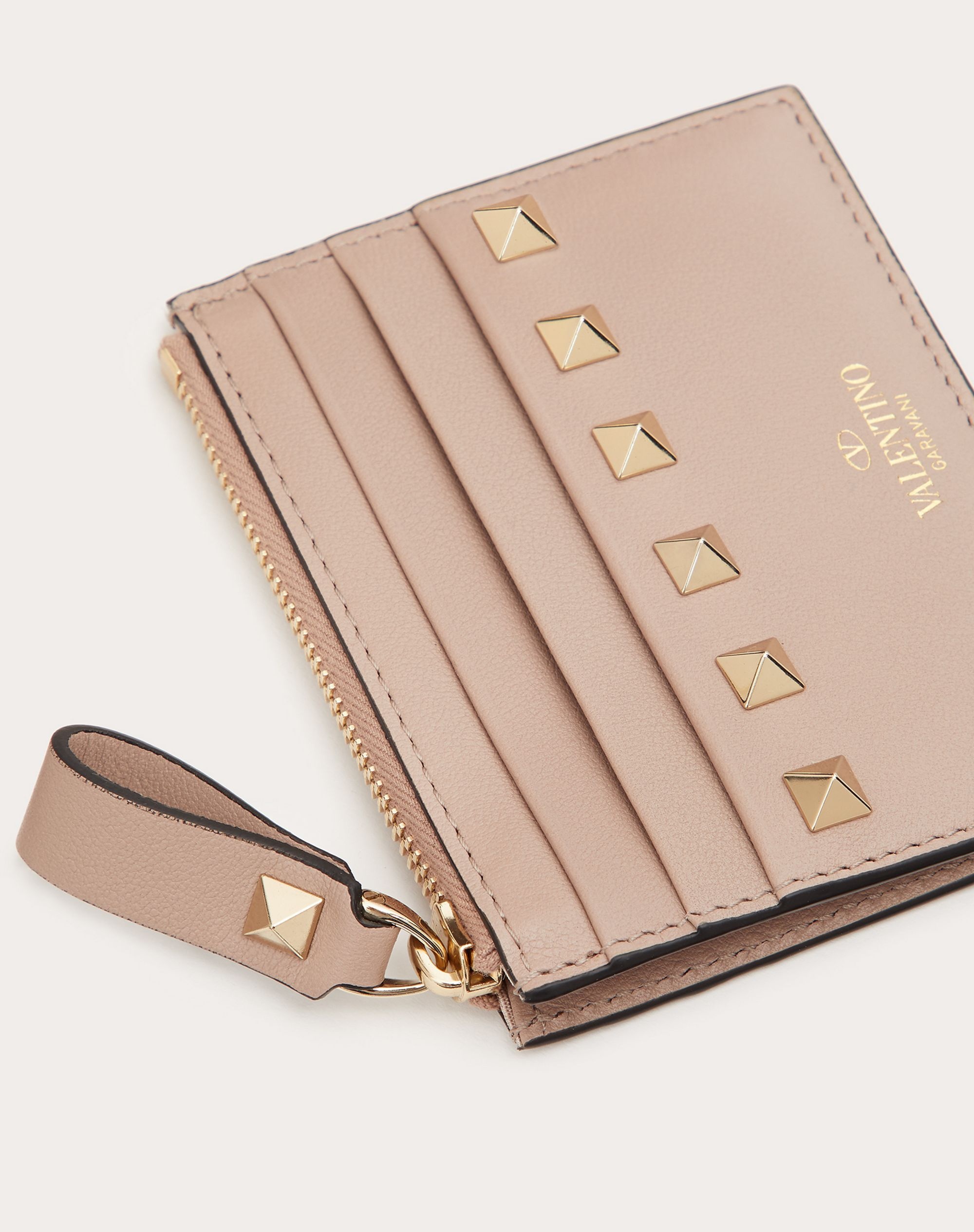 ROCKSTUD CALFSKIN CARDHOLDER WITH ZIPPER - 2