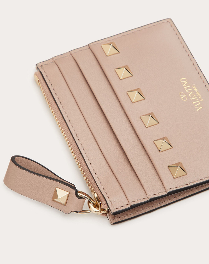 ROCKSTUD CALFSKIN CARDHOLDER WITH ZIPPER 2