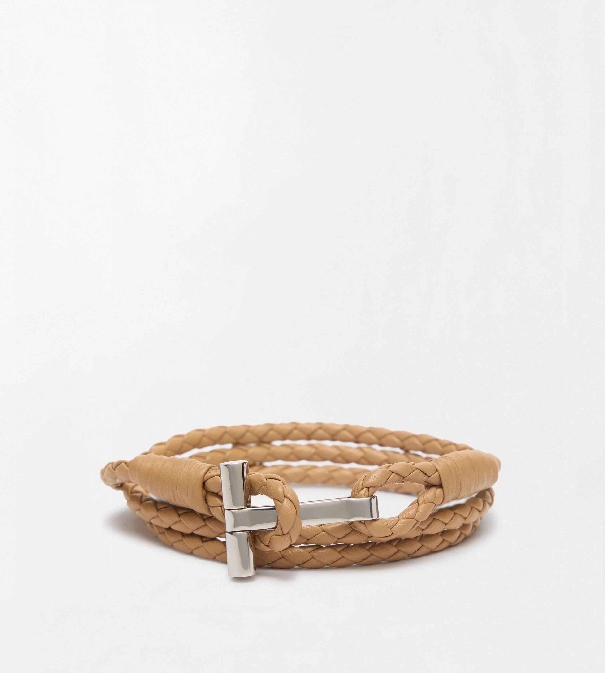BRAIDED LEATHER T BRACELET - 1
