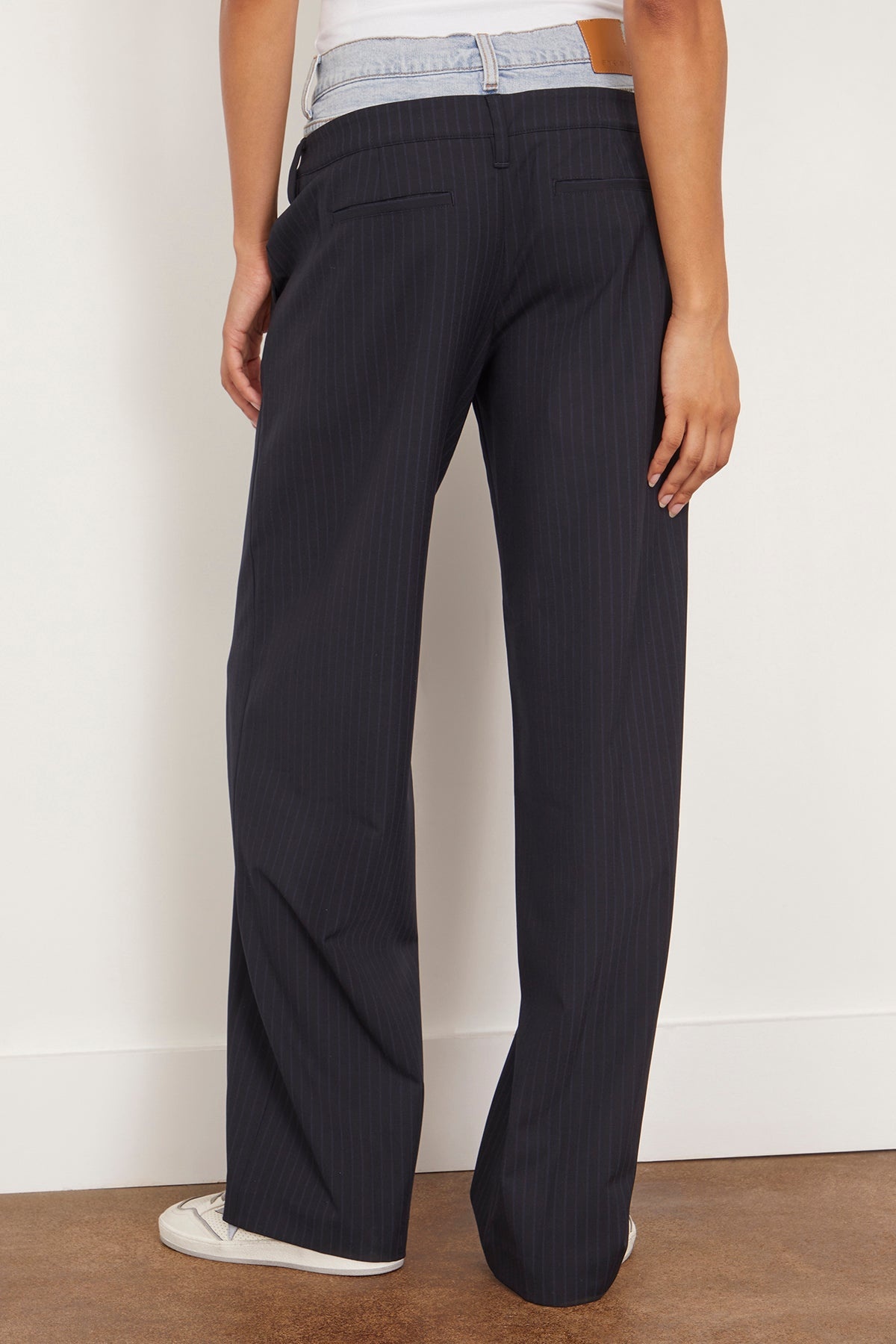 Ophelia Double Waistband Combo Pant in Midnight Pinstripe Multi - 4