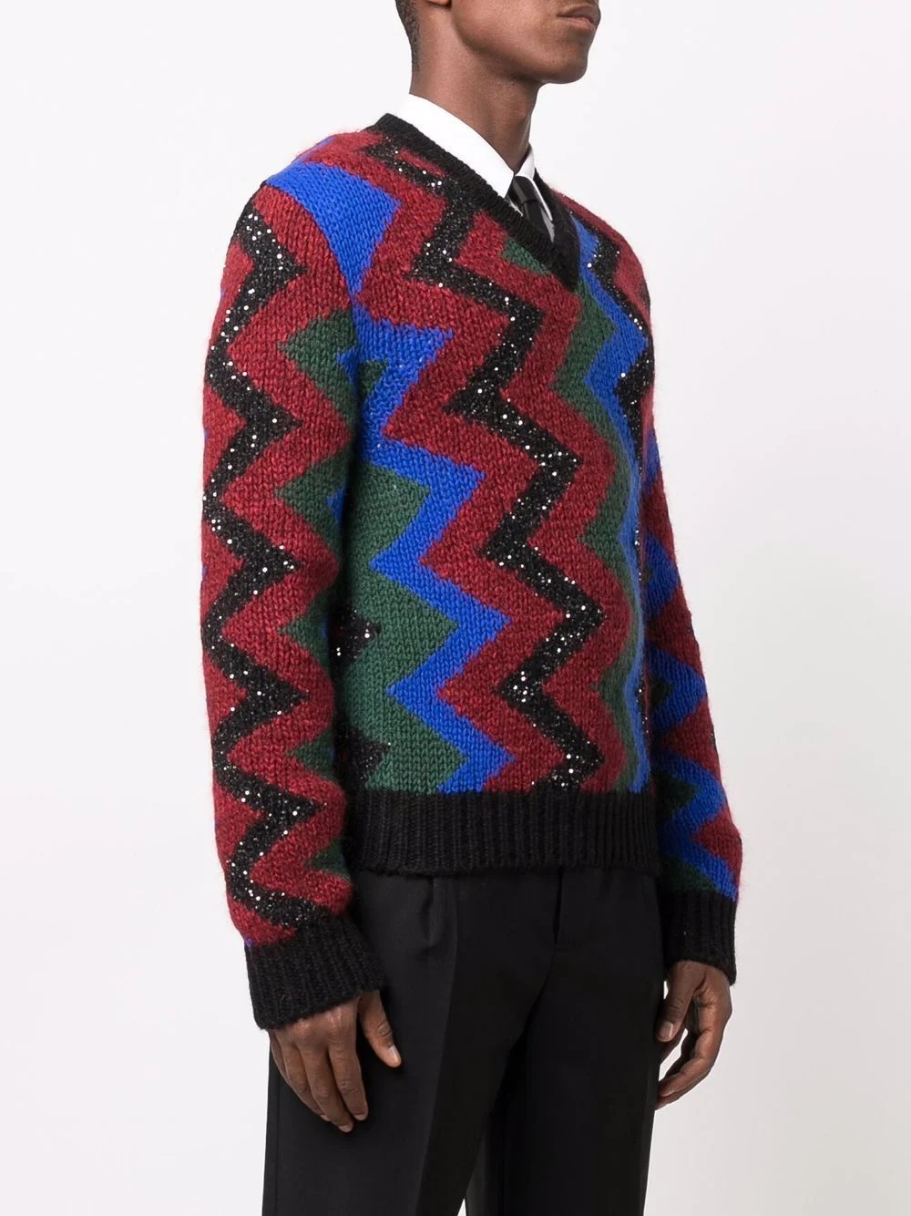 zigzag wool-blend jumper - 3