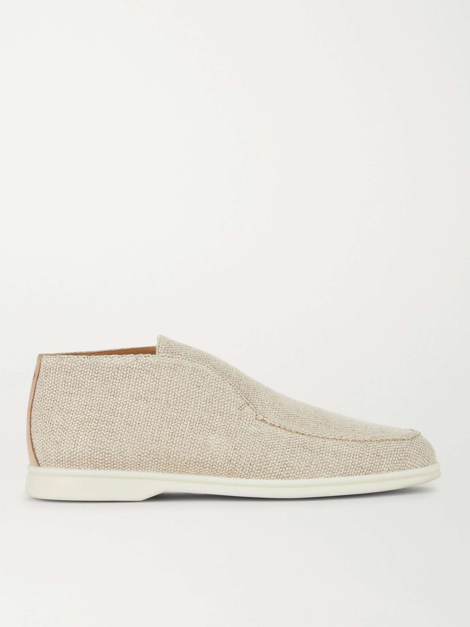 Open Walk Suede-Trimmed Linen Desert Boots - 1