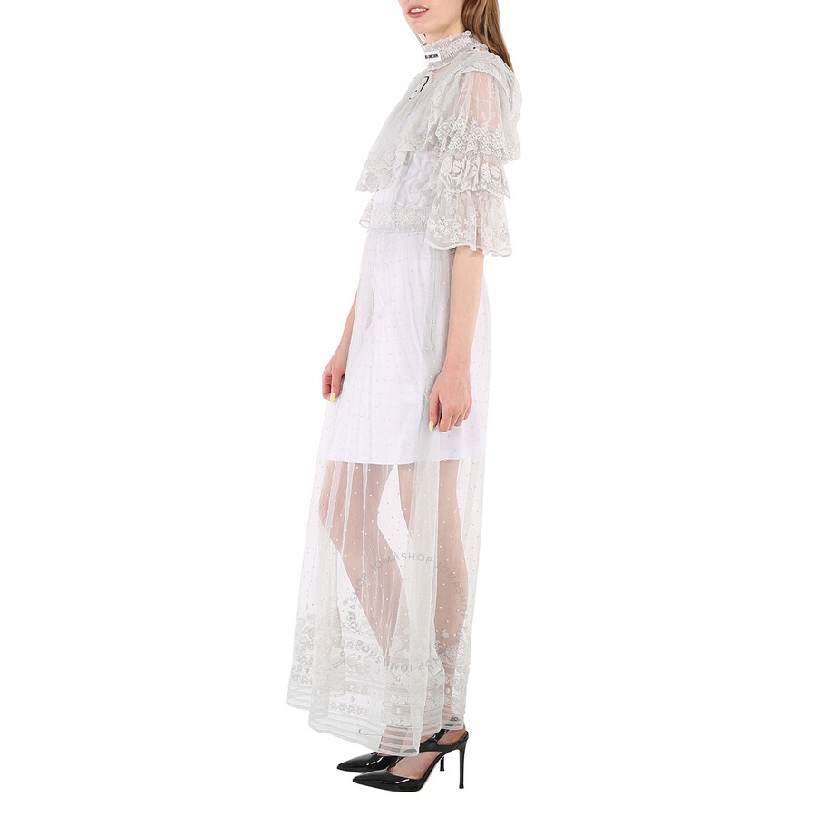 Burberry Ladies Light Pebble Grey Long Lace Dress, Brand Size 6 (US Size 4) - 6
