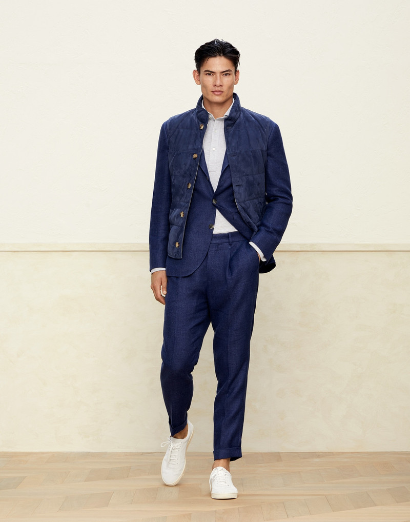 Linen, wool and silk diagonal deconstructed Cavallo blazer 5