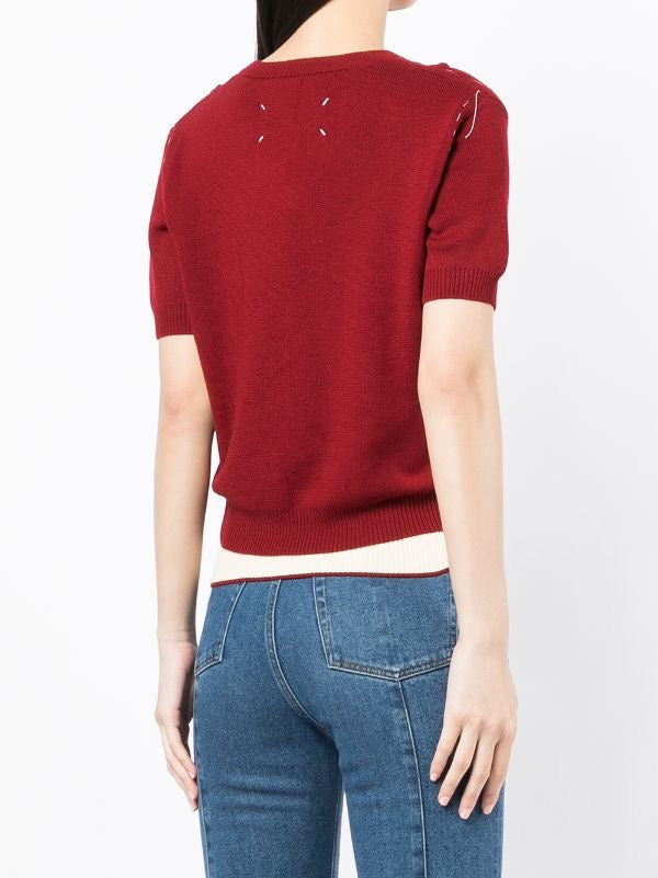 Maison Margiela fall 2021 deconstructed handstitched knit tee - 4