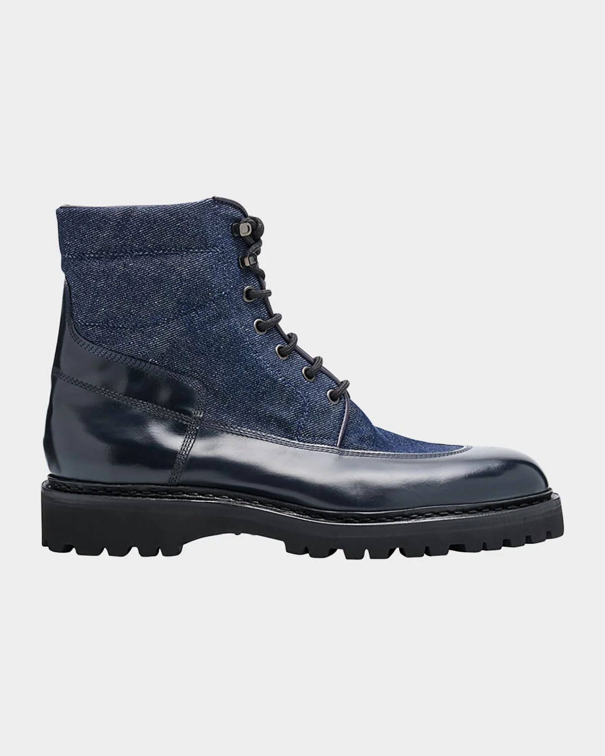 Men's Peak Denim and Leather Lace-Up Boots - 1