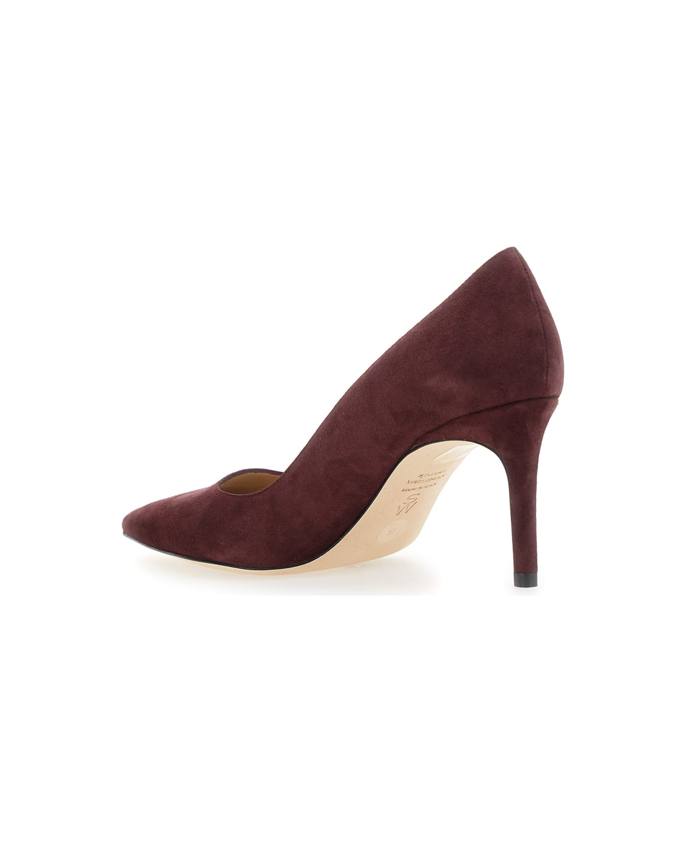 Bordeaux Pumps With Pointed Toe And High Stiletto Heel In Suede Woman - 3
