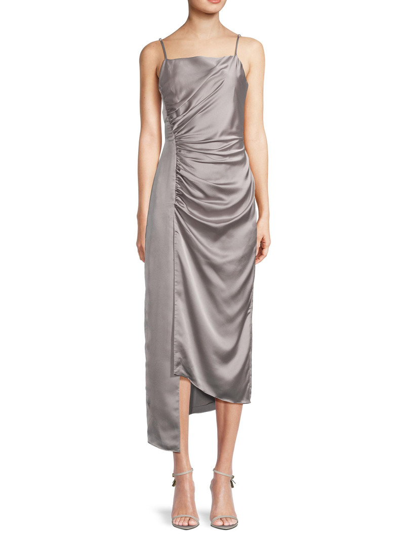 Women's Lilliana Satin Draped Slip Dress - Silver 3