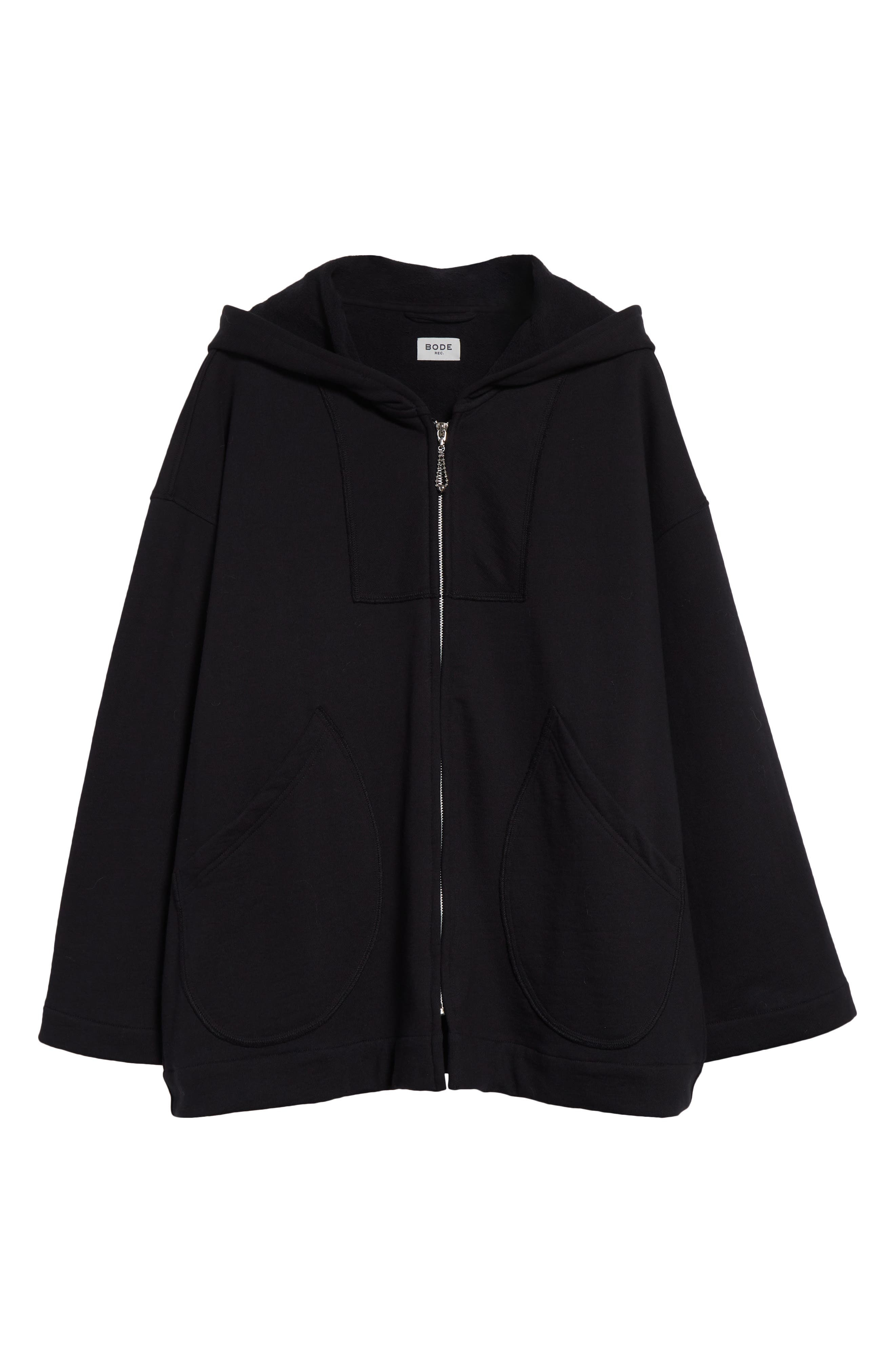 Bode Sideline Cotton Zip-Up Hoodie in Black at Nordstrom - 5