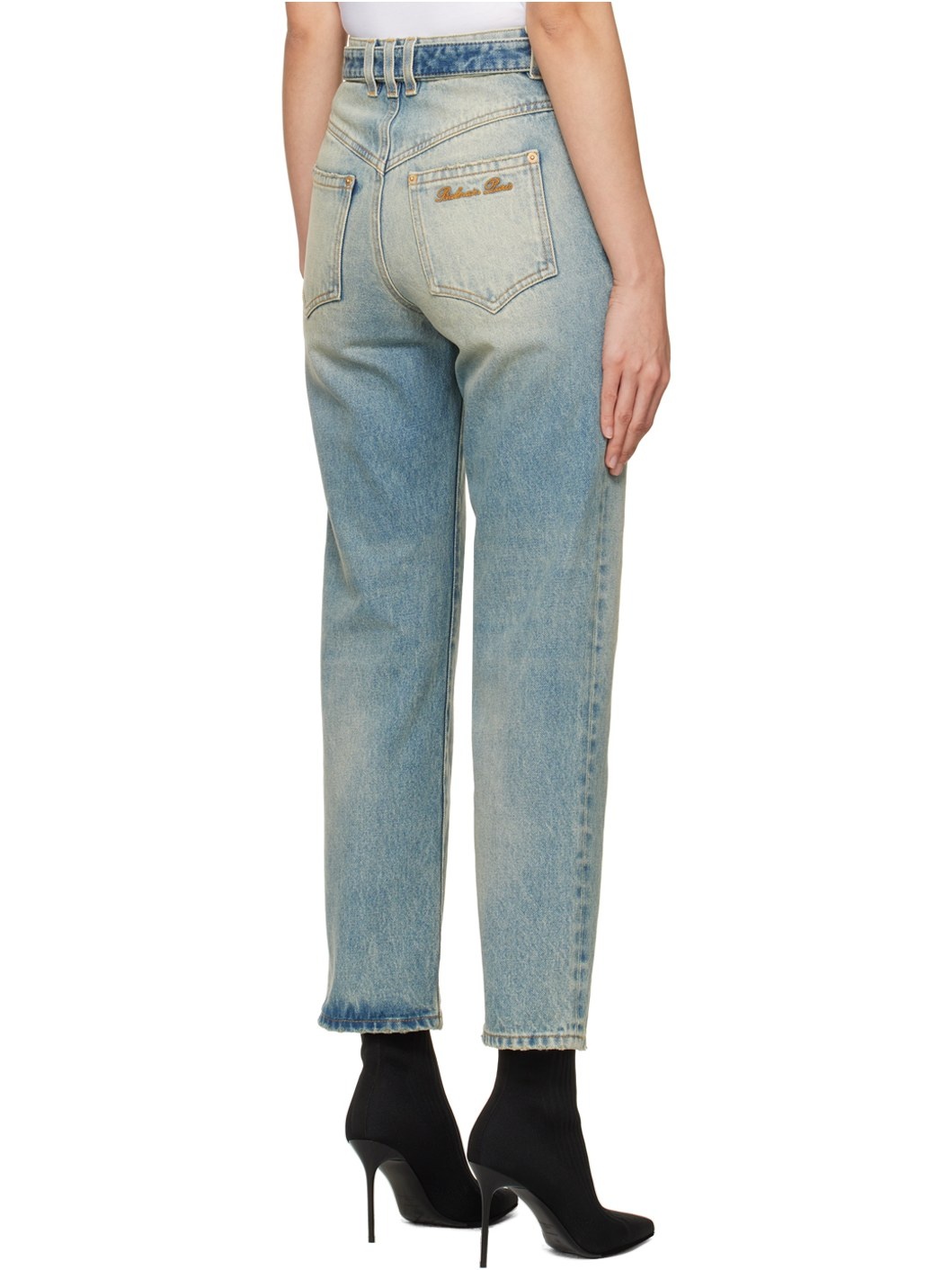 Blue Classic Belted Jeans - 3