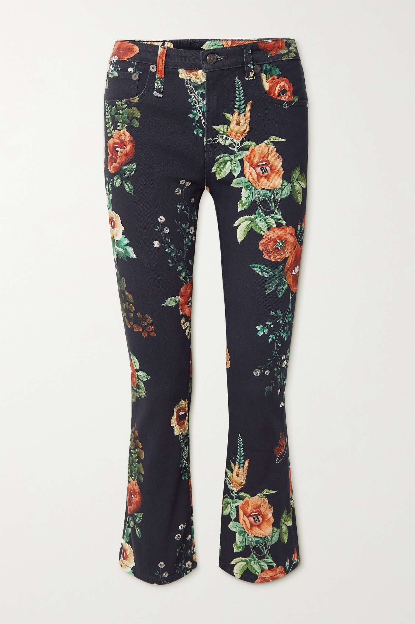 Kick Fit floral-print mid-rise flared jeans - 1