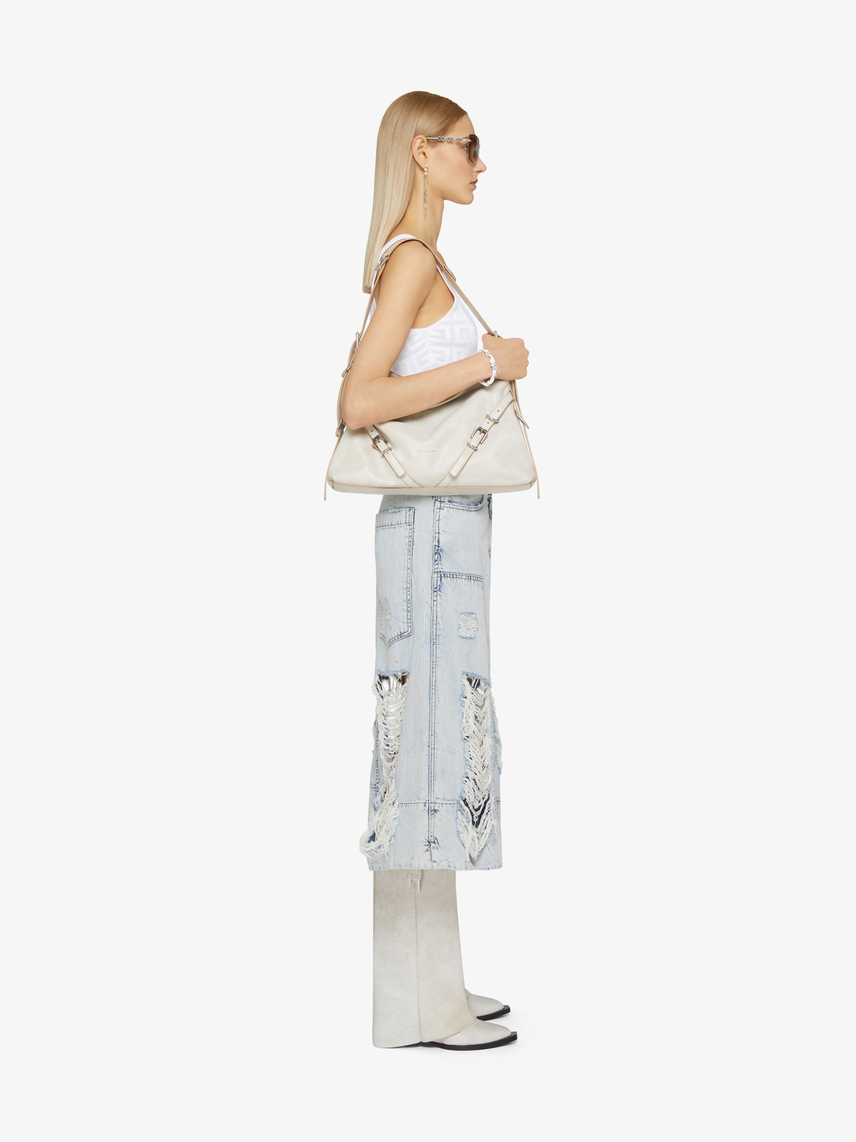 SKIRT IN DESTROYED DENIM WITH PATCHES - 3