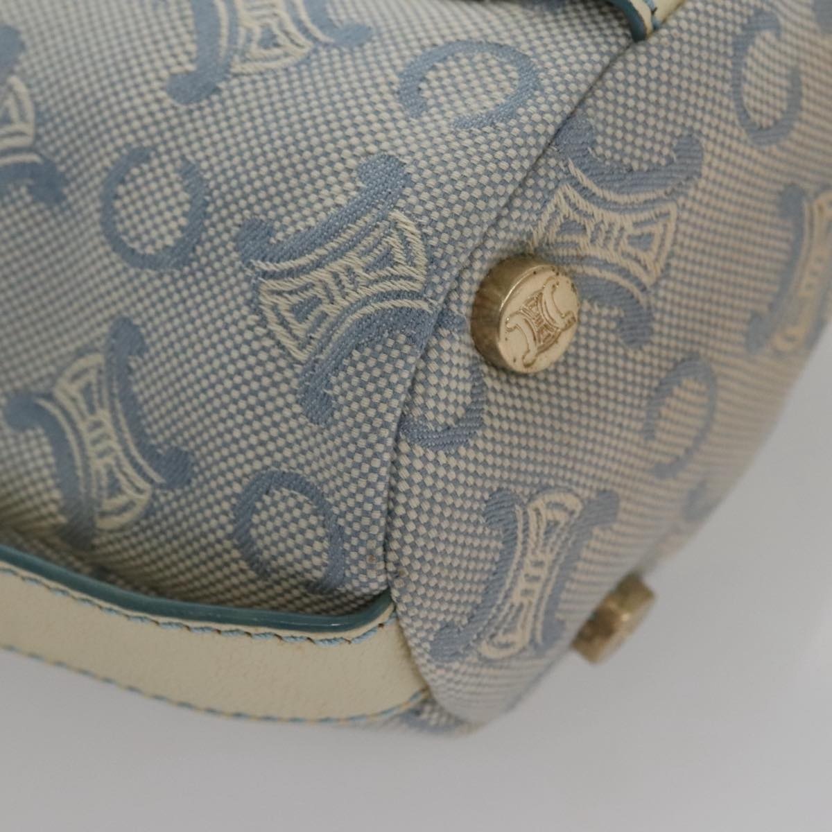 CELINE C Macadam Canvas Shoulder Bag Light Blue - 16