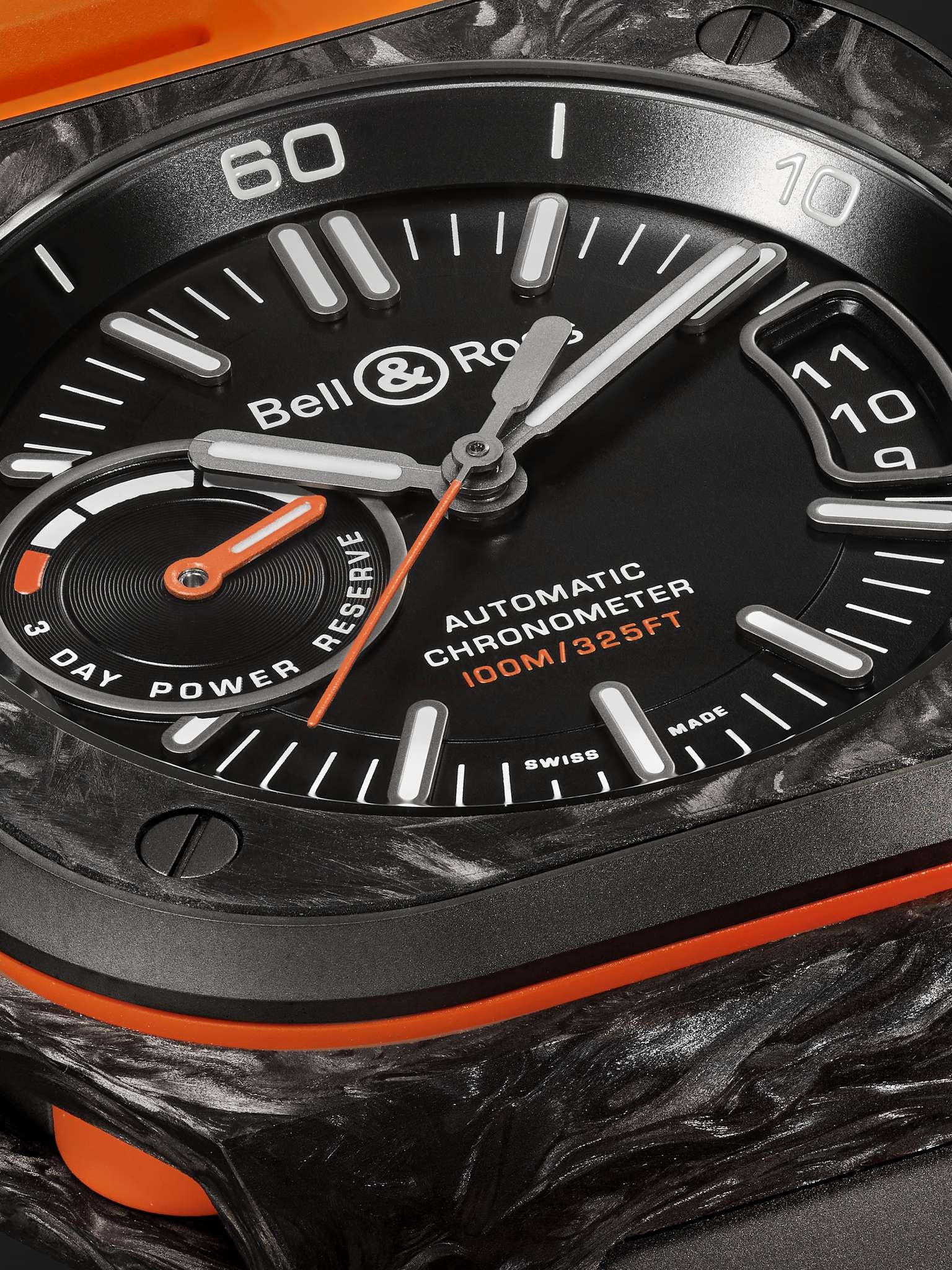 BR-X5 Carbon Orange Limited Edition Automatic Chronometer 41mm DLC-Coated Titanium and Rubber Watch, - 6