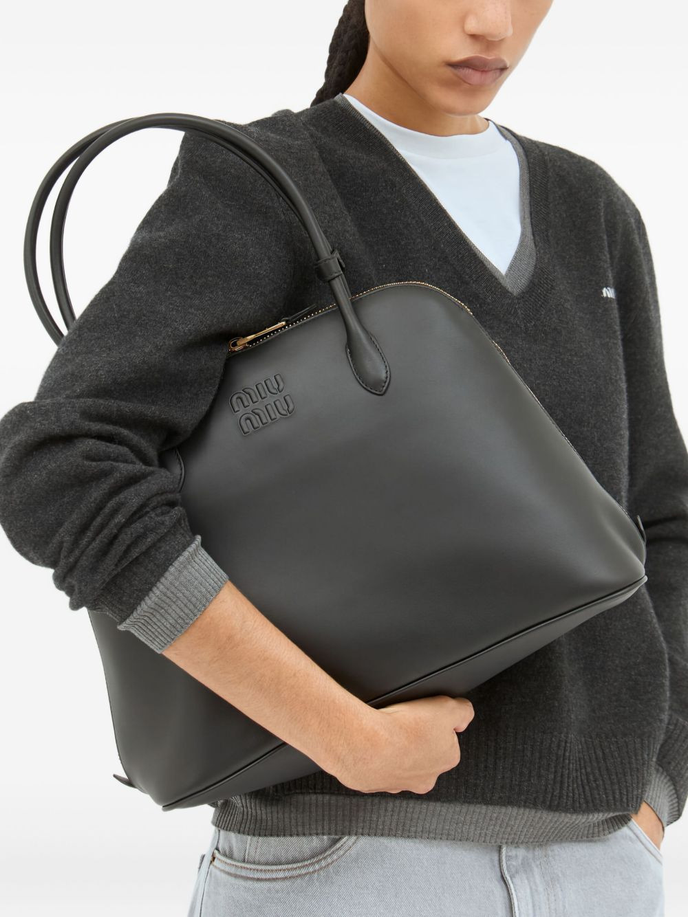 logo-embossed shoulder bag - 3