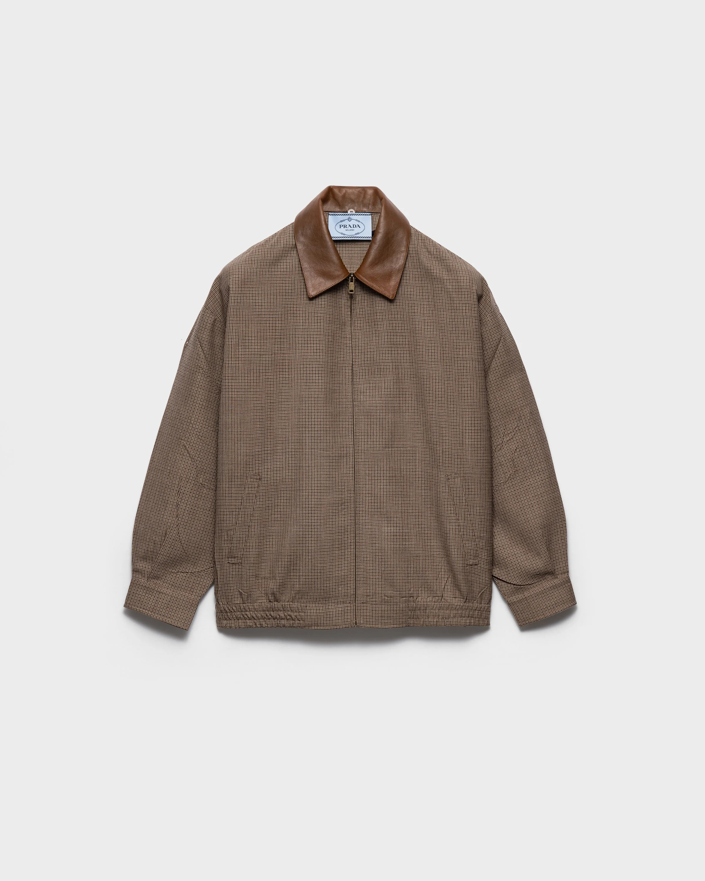 Houndstooth wool blouson jacket - 1