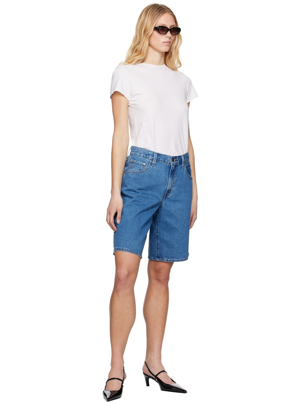 Blue Baggy Dad Denim Shorts - 4