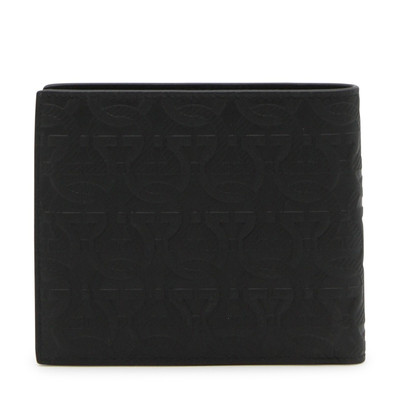FERRAGAMO black leather gancini wallet outlook