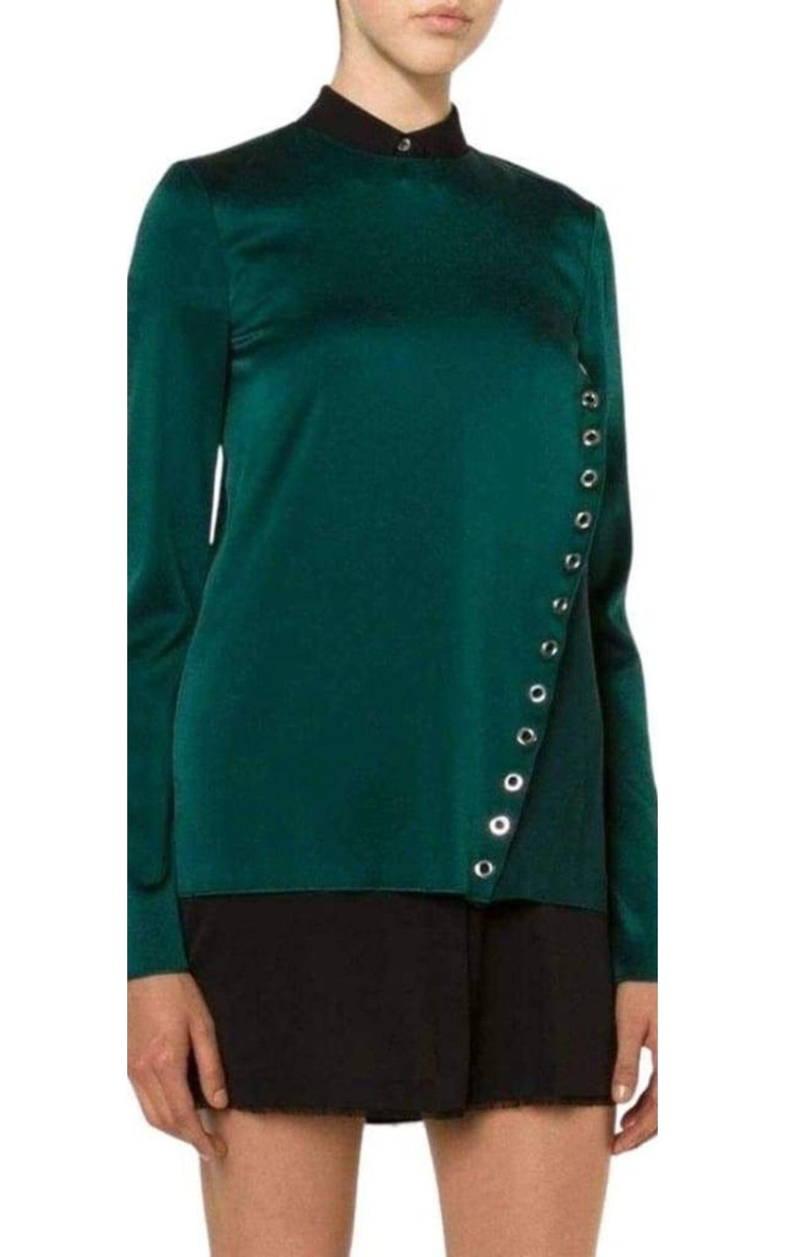 Forest Green Eyelet Detail Blouse - 3