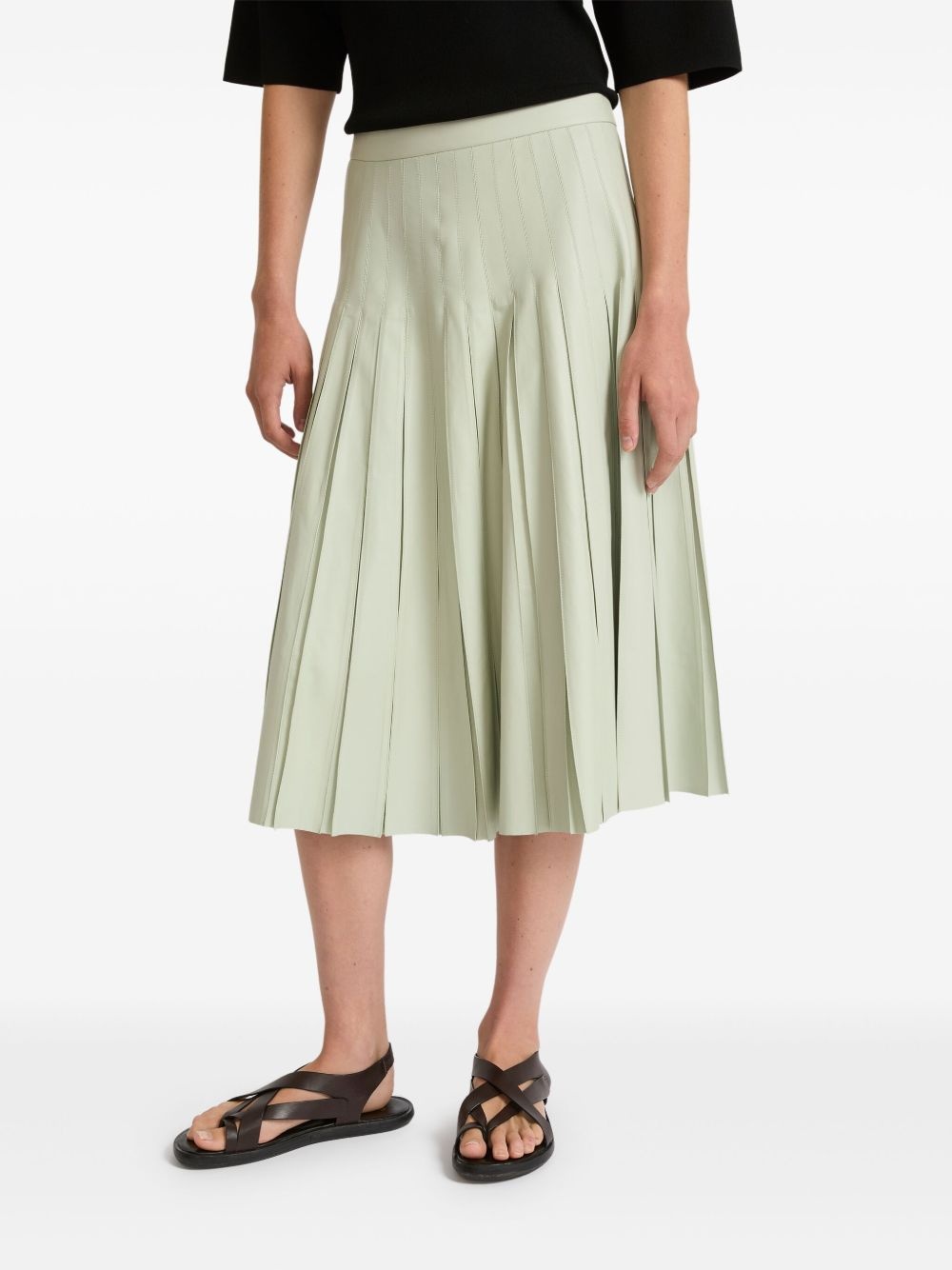 lambskin pleated skirt - 4