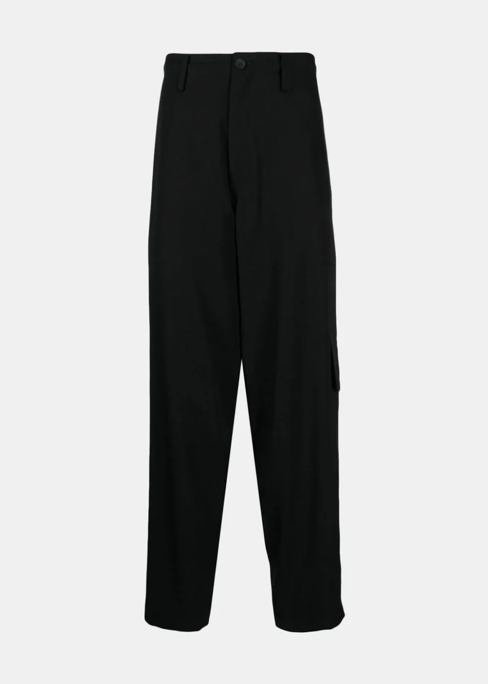 Black Tapered-Leg Wool Trousers - 1