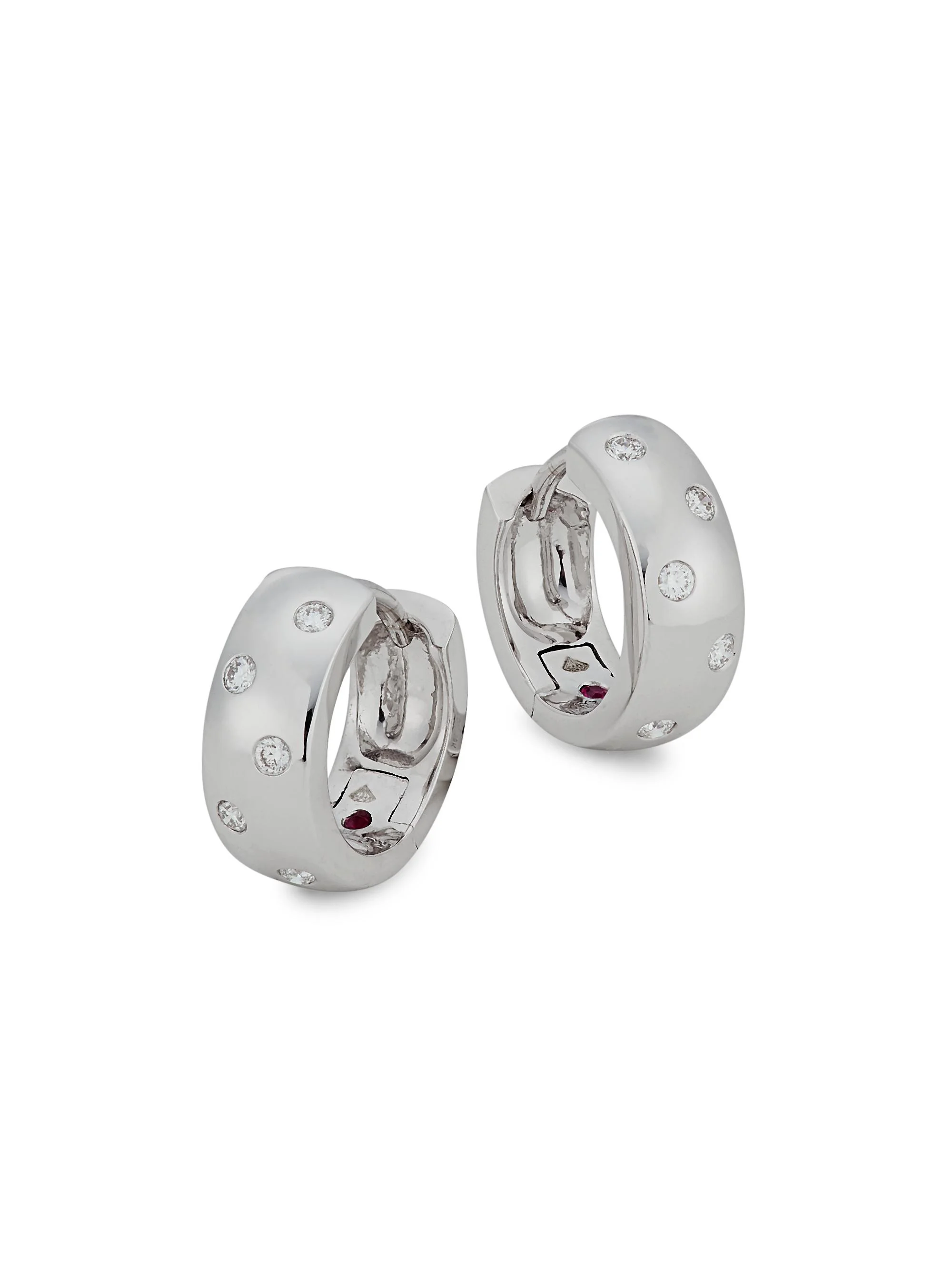 Women's 18K White Gold & Diamond Huggie Hoops - White Gold - 1