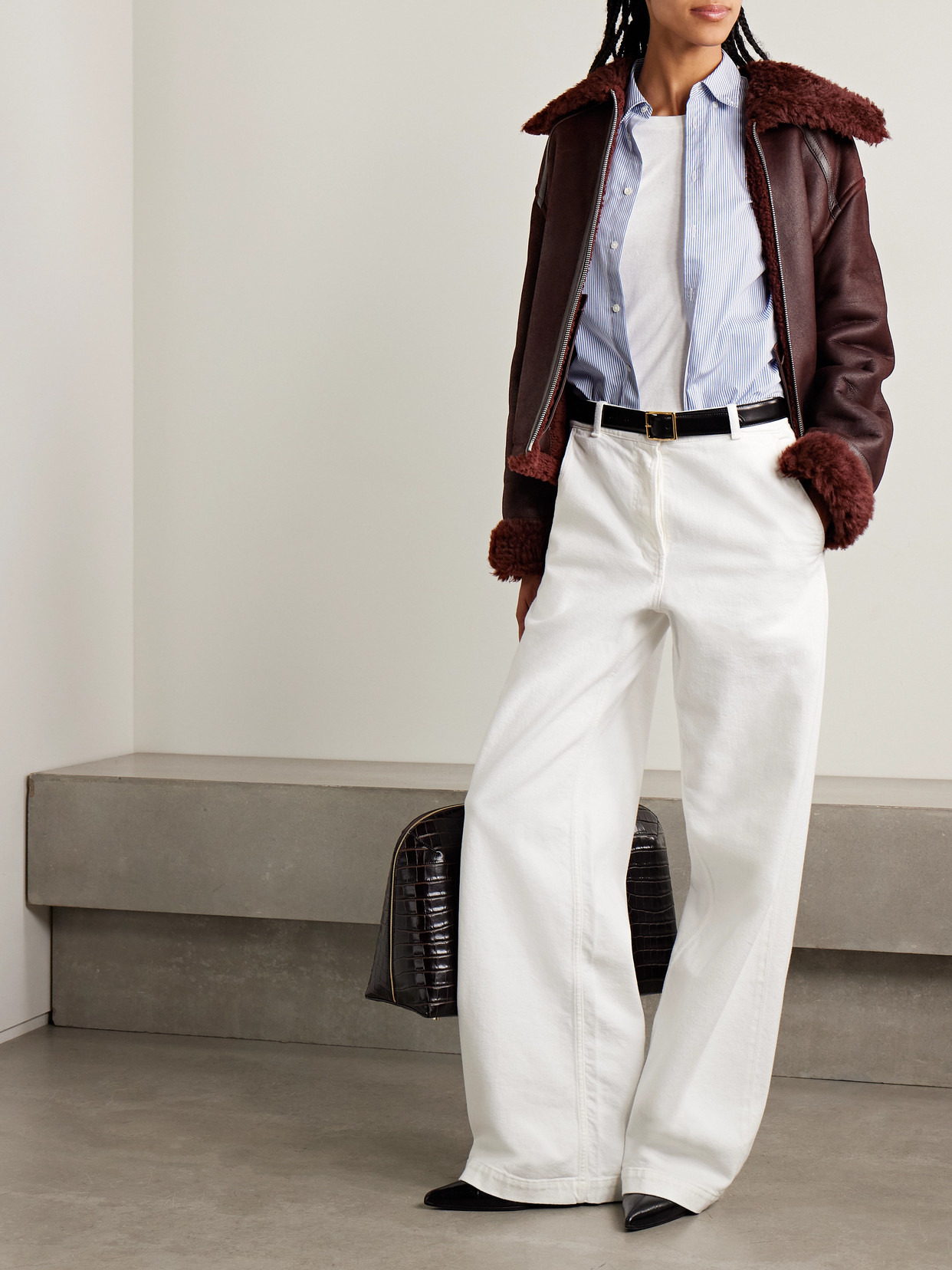 Shearling-trimmed Leather Jacket - 2