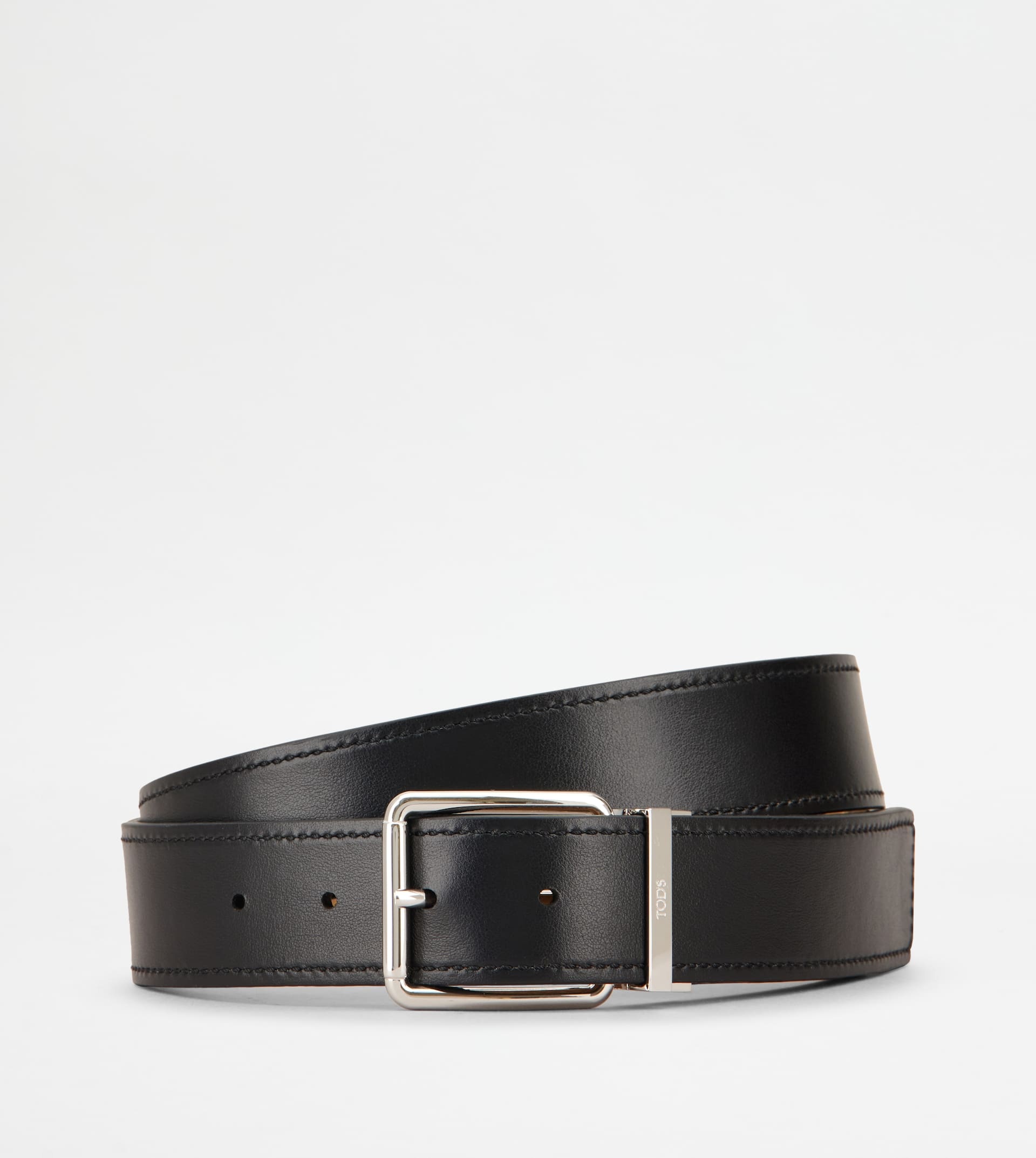 REVERSIBLE BELT IN LEATHER - BEIGE, BLACK - 2