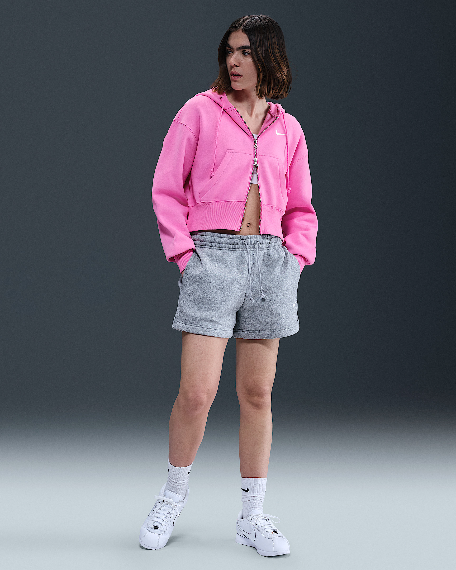 Nike Sportswear Phoenix Fleece Women's Loose Full-Zip Cropped Hoodie - 4